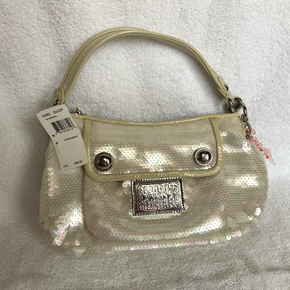 Coach NWT White Sequin Purse